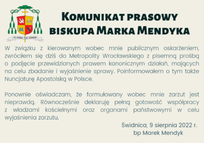 Komunikat prasowy biskupa Marka Mendyka